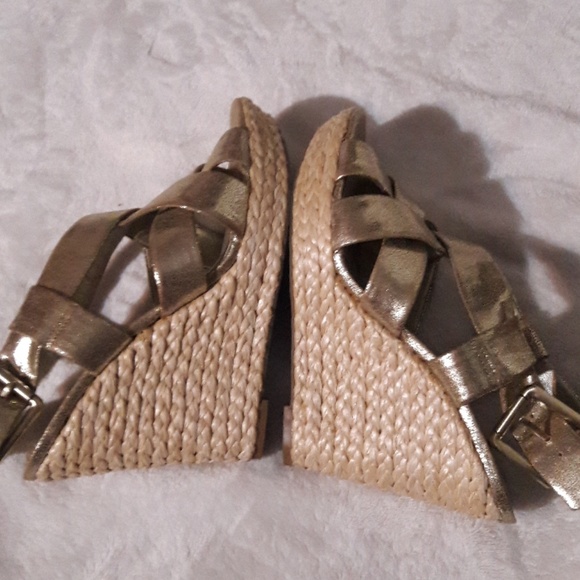 Jessica Simpson wedge Sandals 7m  leather - Picture 6 of 8